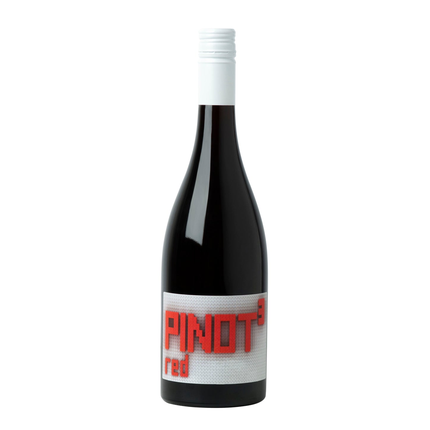 A bottle shot of Untitled Wines Pinot3 (pinot cubed) Red wine. A blend of pinot noir, pinot gris and pinot blanc. Dry Red Wine. Wine of New Zealand. Best wines online