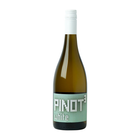 A clean cut bottle shot of Untitled Wines Pinot3 White bottle, a New Zealand white wine made from Pinot Blanc, Pinot Gris and Pinot Noir.