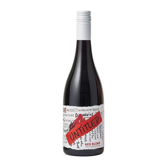 a clean cut bottle shot of Untitled Wines Red Blend bottle, a small-batch New Zealand red blend wine